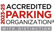 logo for accreditation by the International Parking and Mobility Institute. 