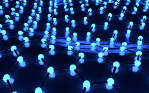 Illustration of an illuminated graphene molecule. 