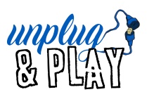 unplug and play logo with an electrical cord. 