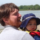 Bart Roberts, research assistant professor of UB's Regional Institute, and his son, Brady, at Crescent Beach, Fort Erie, Ontario. 