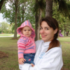 Sara Metcalf, UB associate professor of geography, and daughter Alex. 