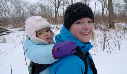 Trina Hamilton, UB associate professor of geography, and her daughter, Adele, at Tifft Nature Preserve. 