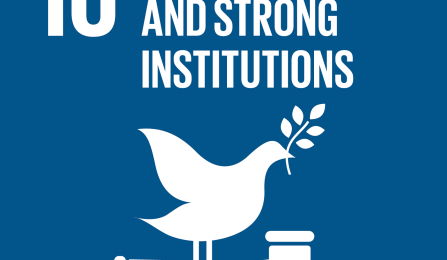 Sustainable Development Goals 16 peace, justice and strong institutions icon. 