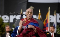 Zoom image: The Head of state in exile of Tibet and spiritual leader of the Tibetan people, The Dalai Lama, at UB Stadium on Sep. 19, 2006. 