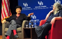 Zoom image: Novelist and Social Commentator, Walter Mosley, at the Center for the Arts on Feb. 28, 2013. 