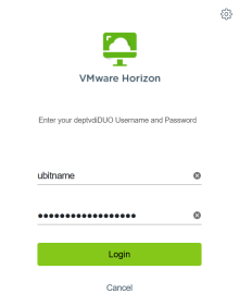 Zoom image: VMware login screen displaying UBITName and password fields.