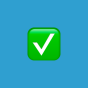 green check mark emoji on a blue background. 