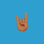horns up emoji on a blue background. 