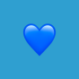 blue heart emoji on a blue background. 