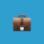 briefcase emoji on a blue background. 