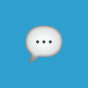 speech bubble emoji on a blue background. 