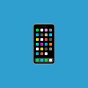 mobile phone emoji on a blue background. 