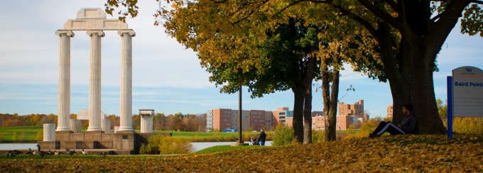 Fall scene on the North Campus near Baird Point. 