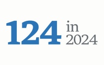 blue and dark gray 124 in 2024 wordmark on transparent background. 