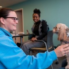 WiSE students meet a therapy dog. 