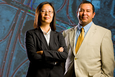 Qian Wang (left) and Adel W. Sadek haave been appointed the first transportation engineers as the School of Engineering and Applied Sciences launches a new transportation research specialization. Photo: DOUGLAS LEVERE