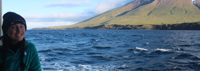 Photo of Russian mountain from the sea. 