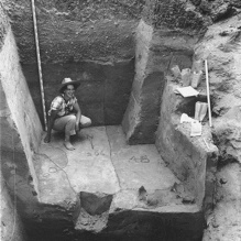 Dr. Marian White at an archaeological dig site. 
