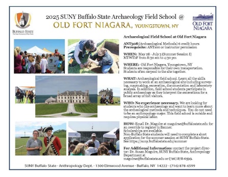 Zoom image: 2025 Buffalo State Old Fort Niagara Field School Information flyer