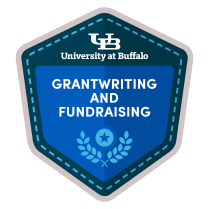 Grantwriting and Fundraising micro credential badge. 