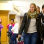 Students in a hallway. 