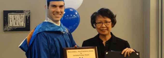 Student receiving honors award. 