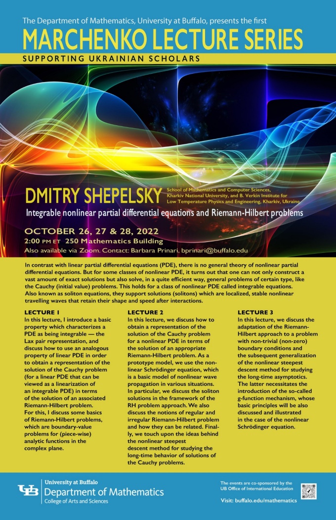 MARCHENKO LECTURE SERIES Dmitry Shepelsky (Kharkiv). 