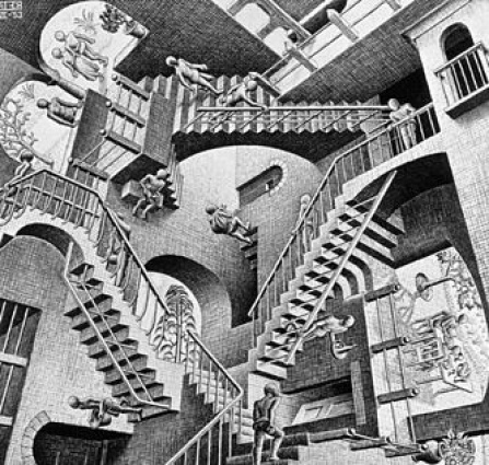 Image: Relativity by M.C. Escher. Licensed under Fair use via Wikipedia. 
