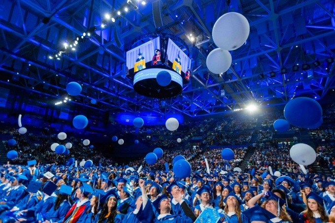 The College of Arts and Sciences afternoon commencement ceremony on May 21, 2023 at Alumni Arena. This ceremony celebrates undergraduates in the Humanities and Social Sciences. Photographer: Douglas Levere. 