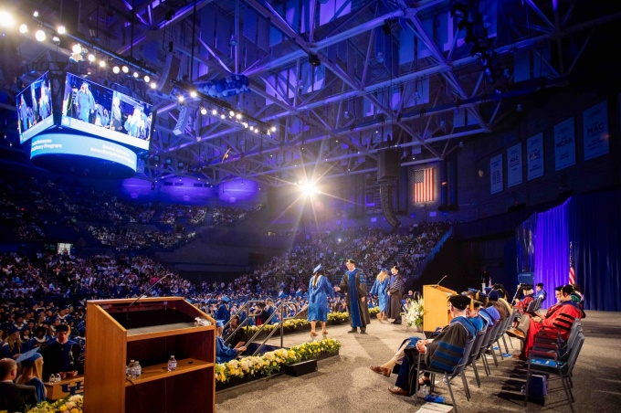 The College of Arts and Sciences afternoon commencement ceremony on May 19, 2024, at Alumni Arena. This ceremony celebrates undergraduates in the Humanities and Social Sciences. Photographer: Meredith Forrest Kulwicki. 