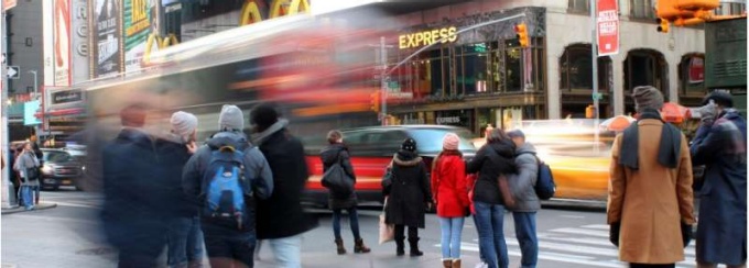 A busy street in New York. 