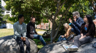 Discussion with Ely Sonny Orquiza, Co-artistic director of the Chikahan Company, in Yerba Buena Gardens. 