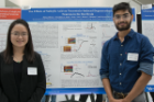 Phway Phway, left, a master’s student in the biotechnology program, and Prachetas J. Patel, a master’s student in the neuroscience program, present their research involving the study of the effects of salicylic acid on neurotoxin-induced degeneration on dopamine neurons in the rat brain.