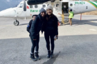 Pemba Sherpa (right), accompanied by fellow UB graduate Hemanta Adhikari, returned to their native Nepal as part of an experiential program they called “Scholars of Tomorrow.” The two women fundraised online to collect winter jackets, shoes and school supplies for students.