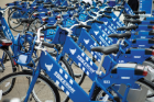 50 newly branded bicycles are added to campus through BikeShare at UB. Photo by Douglas Levere