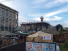 The burned-out Trade Unions building in Kyiv