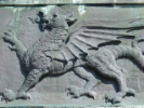 The Welsh dragon, a national symbol found on the country's flag and seen here on a World War II memorial in Aberystwyth.