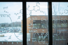 Window graphics of chemistry equations in the Natural Sciences Complex.