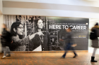 Here to Career wall graphic in Capen Hall.