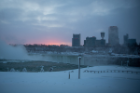 Ice and snow over Niagara Falls during a cold winter weather week in January. Photographer: Meredith Forrest Kulwicki