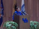 Faculty member addresses audience