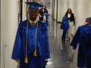 Graduates in hallway