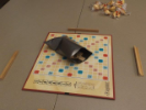 Scrabble game set up on table