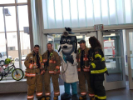 Firefighters with mascot