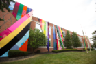 Instalation of Amanda Browder Fabric Work "Prismatic Illusions" on view outside of the UB Anderson Gallery from September 10-14th.2015 Photographer: Douglas Levere