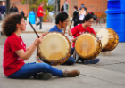 Drummers outside the Student Union