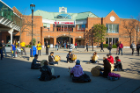 The UB Korean Folk Art Club performed Poongmul drumming outside The Commons. This was the 14th time the Korean Folk Art Club has performed as part of International Education Week. Photo: Douglas Levere
