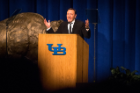Kevin Spacey talked about his career as a storyteller during his talk in Alumni Arena. Photo: Chad Cooper