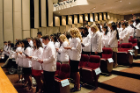 The medical students take the Oath of Medicine at the conclusion of the White Coat Ceremony. Photo: Sandra Kicman