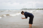 Sassoubre joined UB after receiving her doctorate from Stanford University in 2014. Here she is last month at Woodlawn Beach, just south of the wind turbines in the Town of Hamburg.